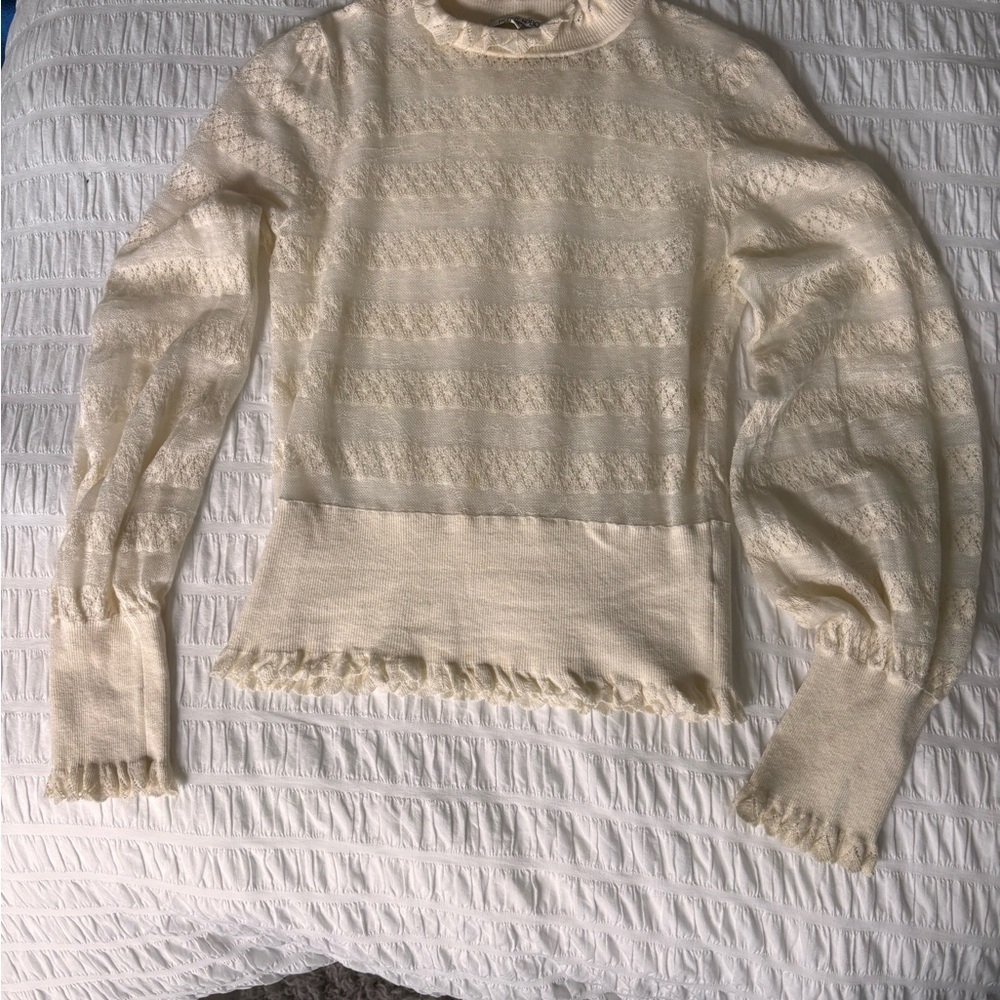 Ronny Kobo Collection Cream Crew Neck Sweater